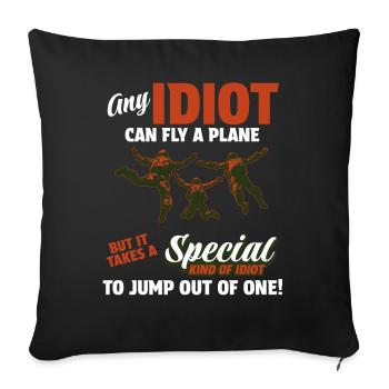 Skydive parachutist, parachute skydiver gift - Throw Pillow Cover 17.5” x 17.5” - black - Front