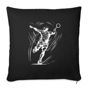 Badminton - Throw Pillow Cover 17.5” x 17.5” - black - Front