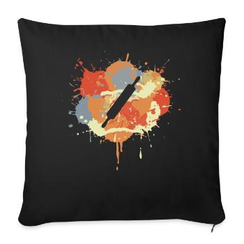 Rolling Pin Sketch - Throw Pillow Cover 17.5” x 17.5” - black - Front
