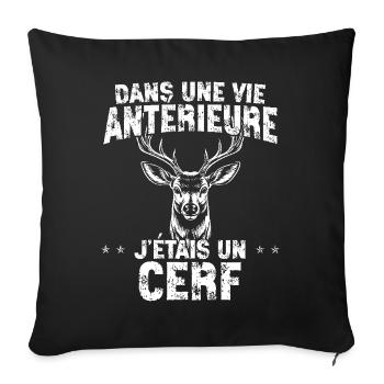 Dans Une Vie Antérieure, J’étais Un Cerf - Sweet - Throw Pillow Cover 17.5” x 17.5” - black - Front