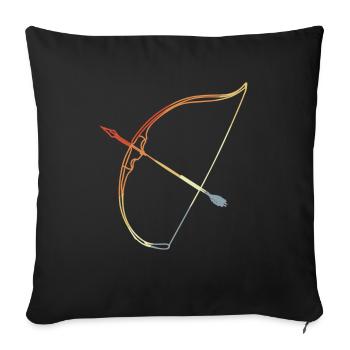 Bow & Arrow Sketch - Throw Pillow Cover 17.5” x 17.5” - black - Front