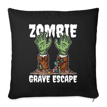 ZOMBIE GRAVE ESCAPE - ZOMBIE HALLOWEEN - Throw Pillow Cover 17.5” x 17.5” - black - Front