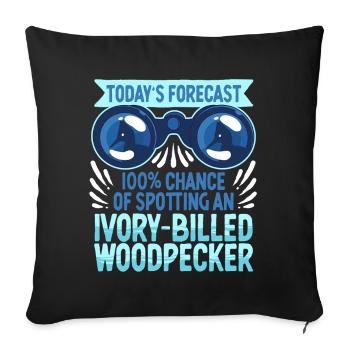 Ivory Billed Woodpecker Bird - Throw Pillow Cover 17.5” x 17.5” - black - Front