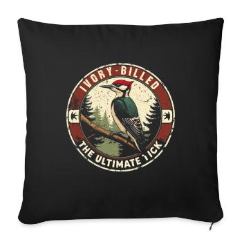 Ivory Billed Woodpecker Bird - Throw Pillow Cover 17.5” x 17.5” - black - Front