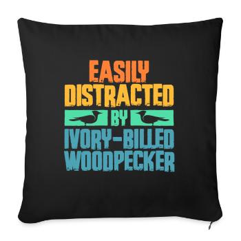 Ivory Billed Woodpecker Bird - Throw Pillow Cover 17.5” x 17.5” - black - Front