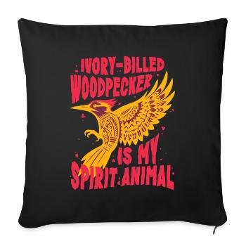 Ivory Billed Woodpecker Bird - Throw Pillow Cover 17.5” x 17.5” - black - Front