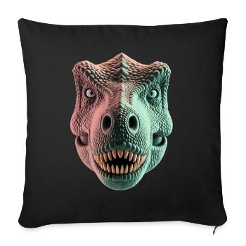  Ferocious T Rex Dinosaur Head Front View For - Throw Pillow Cover 17.5” x 17.5” - black - Front