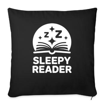 Sleepy Reader - Throw Pillow Cover 17.5” x 17.5” - black - Front