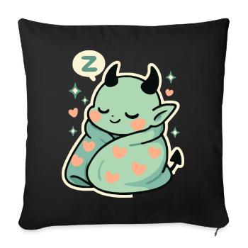 Sleepy Heart Demon - Throw Pillow Cover 17.5” x 17.5” - black - Front
