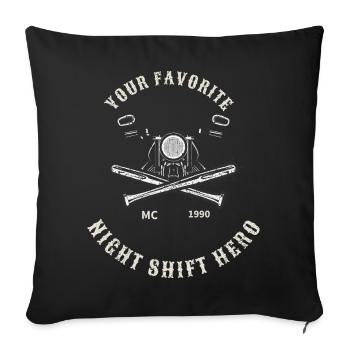Vintage MC Crest with Crossed Exhausts - Throw Pillow Cover 17.5” x 17.5” - black - Front