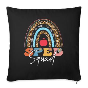 Seed Squad Rainbow Arch Floral - Throw Pillow Cover 17.5” x 17.5” - black - Front