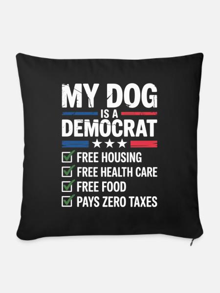 Funny Political Dog - Throw Pillow Cover 17.5” x 17.5” - black