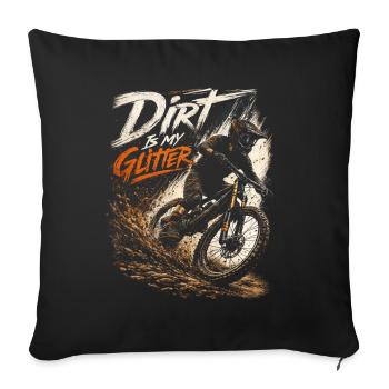 Dirt Bike Mud Rider Motocross Adventure Design - Throw Pillow Cover 17.5” x 17.5” - black - Front