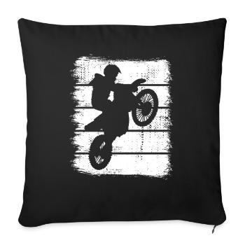 Motocross - Throw Pillow Cover 17.5” x 17.5” - black - Front