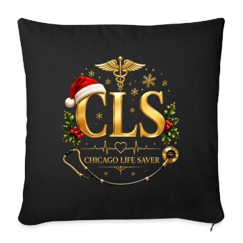 CLS Chicago Life Saver Christmas Santa Skull EMT S - Throw Pillow Cover 17.5” x 17.5” - black - Front