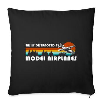 Model Flight Airplane Model - Throw Pillow Cover 17.5” x 17.5” - black - Front
