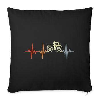 Retro Tractor ECG - Throw Pillow Cover 17.5” x 17.5” - black - Front