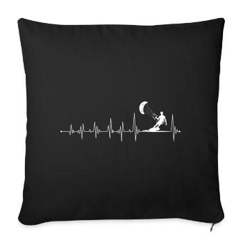 Heartbeat Parachute Rider - Throw Pillow Cover 17.5” x 17.5” - black - Front