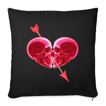 Heart of Skulls ❤ - Throw Pillow Cover 17.5” x 17.5” - black - Front