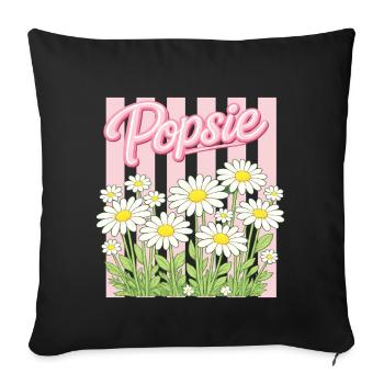 Popsie Daisy Garden - Throw Pillow Cover 17.5” x 17.5” - black - Front