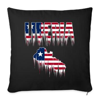 Liberia Flag Drip Map Pride Love Liberia - Throw Pillow Cover 17.5” x 17.5” - black - Front