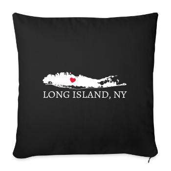 Long Island Ny Product Souvenir Design - Throw Pillow Cover 17.5” x 17.5” - black - Front