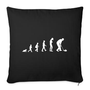 Evolution to Curling Silhouette Design - Throw Pillow Cover 17.5” x 17.5” - black - Front