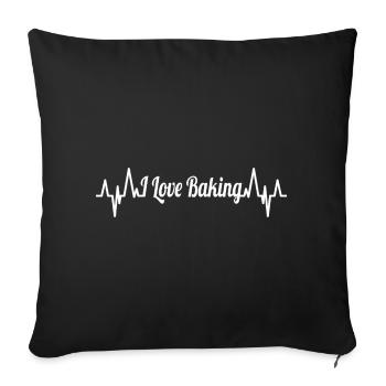 I Love Baking Heartline - Throw Pillow Cover 17.5” x 17.5” - black - Front