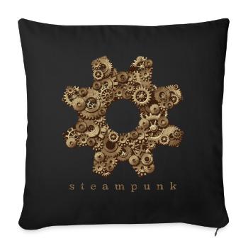 Steam Punk Gear - Throw Pillow Cover 17.5” x 17.5” - black - Front