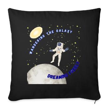 Wandering the Galaxy Dreaming Freely - Throw Pillow Cover 17.5” x 17.5” - black - Front
