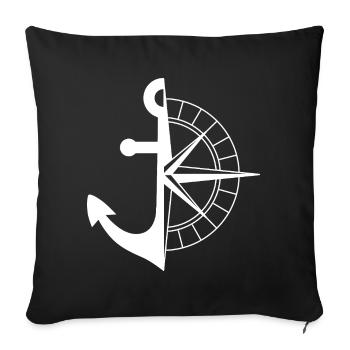 Anchor Compass - Throw Pillow Cover 17.5” x 17.5” - black - Front
