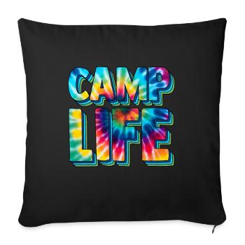 camp life,SUMMER Camp, fall camp,boy scouts,trekki - Throw Pillow Cover 17.5” x 17.5” - black - Front