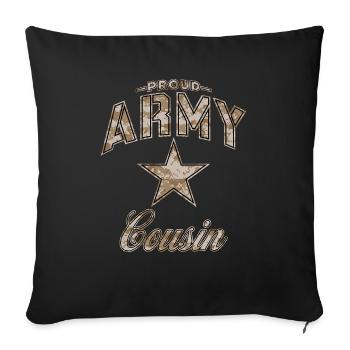 Army Cousin Shirts Camo - Throw Pillow Cover 17.5” x 17.5” - black - Front