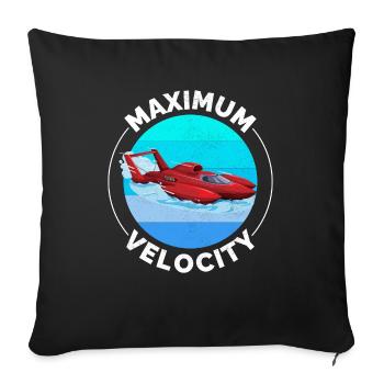 Hydroplane Boat Racing Speedboat Powerboat - Throw Pillow Cover 17.5” x 17.5” - black - Front