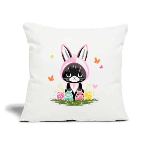 Easter Cat Easter Eggs Bunny Costume - Throw Pillow Cover 17.5” x 17.5”