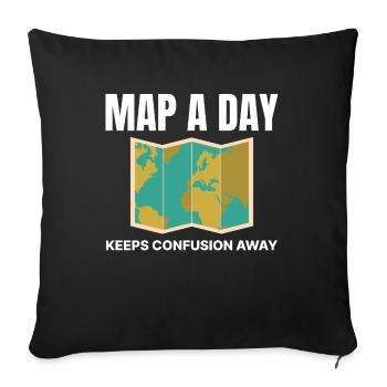 World Map GIS Cartography Earth Geography - Throw Pillow Cover 17.5” x 17.5” - black - Front