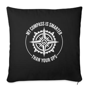 Compass Smarter GPS Navigation Outdoor GIS - Throw Pillow Cover 17.5” x 17.5” - black - Front