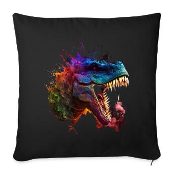 Dinosaur Colorsplash Color Blob - Throw Pillow Cover 17.5” x 17.5” - black - Front