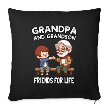 Grandpa And Grandson Friends For Life - Throw Pillow Cover 17.5” x 17.5” - black - Front