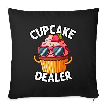Cupcake Dealer Funny Cupcake Baker Lover - Throw Pillow Cover 17.5” x 17.5” - black - Front