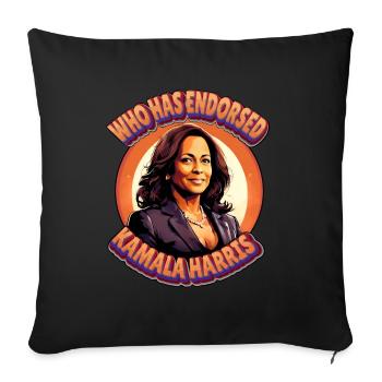 Who Has Endorsed Kamala Harris - Throw Pillow Cover 17.5” x 17.5” - black - Front