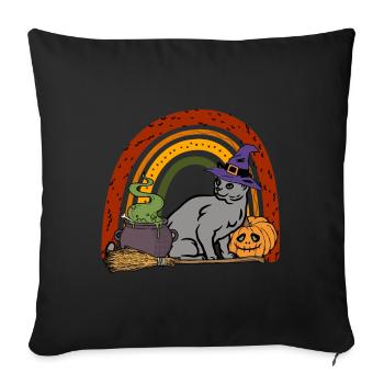 Russian Blue Halloween Cat - Throw Pillow Cover 17.5” x 17.5” - black - Front