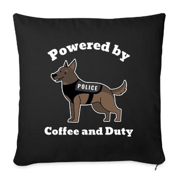 t-shirt-design-featuring-a-smiling-police dog - Throw Pillow Cover 17.5” x 17.5” - black - Front