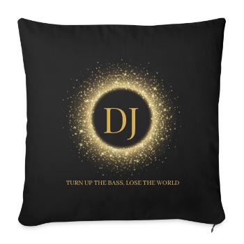 Neon DJ Monogram | Glowing Music Typography Design - Throw Pillow Cover 17.5” x 17.5” - black - Front