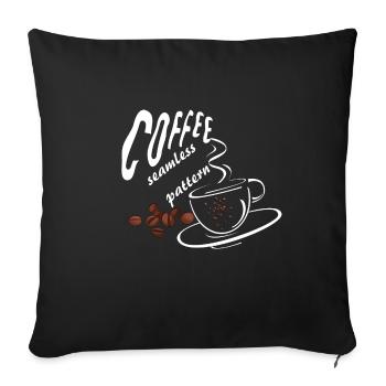 Coffee seamless pattern Classic - Throw Pillow Cover 17.5” x 17.5” - black - Front
