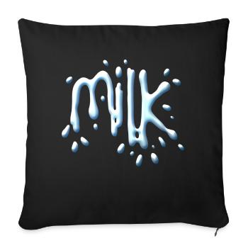 Milk - Throw Pillow Cover 17.5” x 17.5” - black - Front