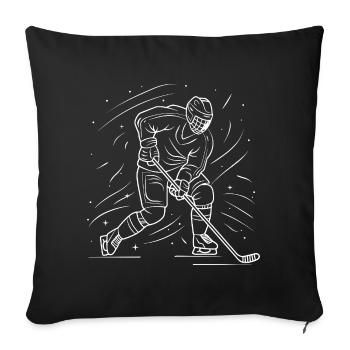 Ice Hockey Lover Drawing - Throw Pillow Cover 17.5” x 17.5” - black - Front