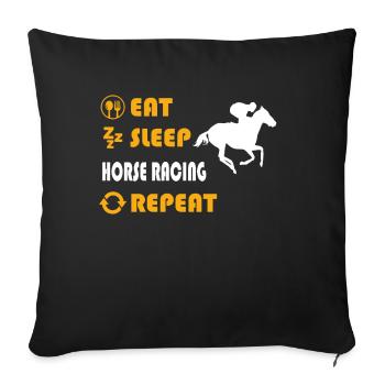 Horse Racing - gift for men and women - Throw Pillow Cover 17.5” x 17.5” - black - Front