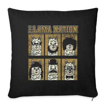 Llamas - Throw Pillow Cover 17.5” x 17.5” - black - Front