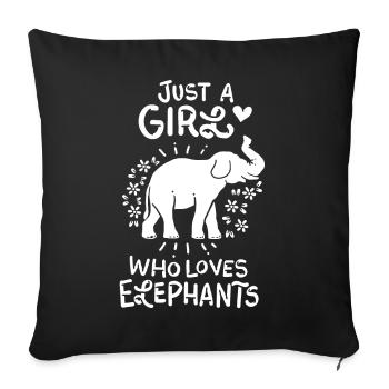 Elephants - Throw Pillow Cover 17.5” x 17.5” - black - Front